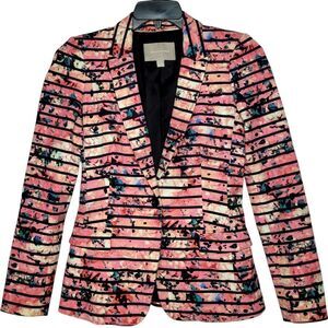 Banana Republic Striped Floral Single Button Blazer Size 4
